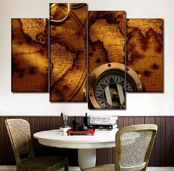 Canvas Print Retro Poster 4 Panel/1 Pcs Map And Compass Painting For Study Room Home Decorative Wall Art Pictures Framework
Canvas Print Retro Poster 4 Panel/1 Pcs Map And Compass Painting For Study Room Home Decorative Wall Art Pictures Framework