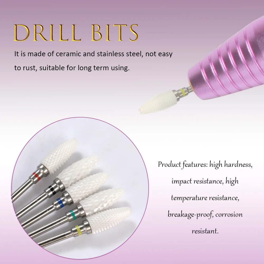 Electric Nail Drill Machine Accessory Ceramic Cuticle Clean Burr Drilling Bits Rotary Milling Cutters For Manicure Pedicure Tool
Electric Nail Drill Machine Accessory Ceramic Cuticle Clean Burr Drilling Bits Rotary Milling Cutters For Manicure Pedicure Tool