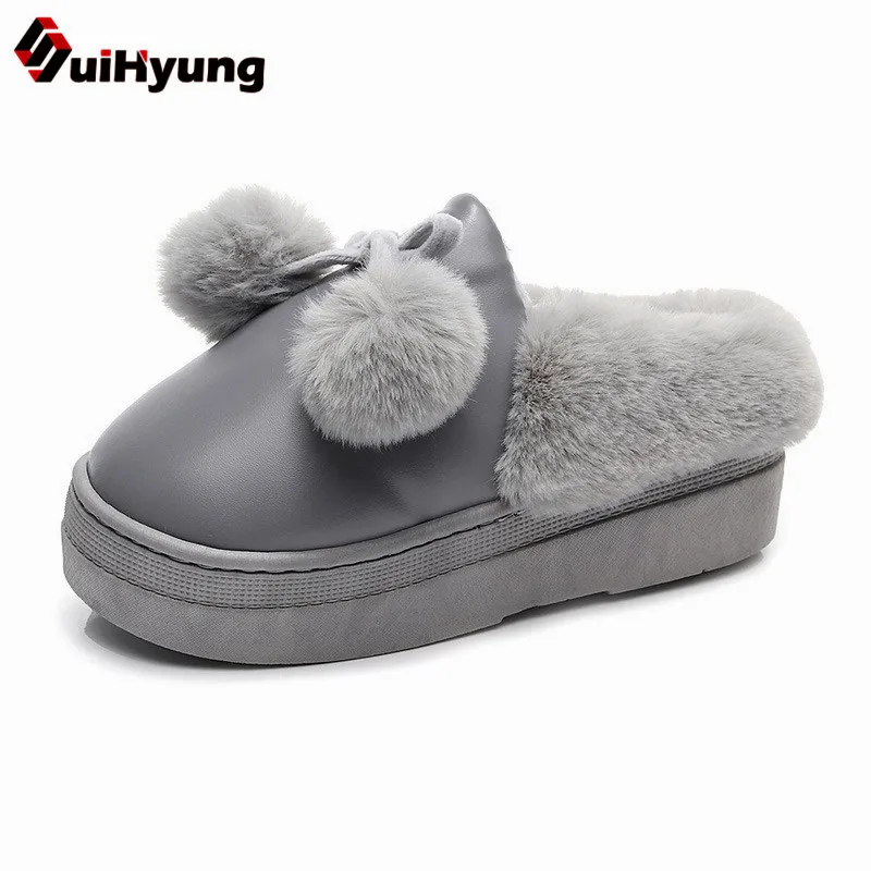 Suihyung Women Winter Warm Leather Slippers Low Heels Platform Plush Shoes Casual Home Slippers HairBall Non-slip Indoor Shoes
Suihyung Women Winter Warm Leather Slippers Low Heels Platform Plush Shoes Casual Home Slippers HairBall Non-slip Indoor Shoes