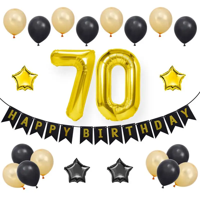2x 16/" Gold Happy Birthday Banner Foil Balloon Bunting Ballons with String