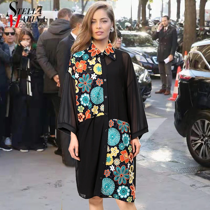 2019 European Fashion Women Summer Black Chiffon Shirt Dress Long Sleeve Floral Embroidery Lady Midi Plus Size Party Dress 4784
2019 European Fashion Women Summer Black Chiffon Shirt Dress Long Sleeve Floral Embroidery Lady Midi Plus Size Party Dress 4784