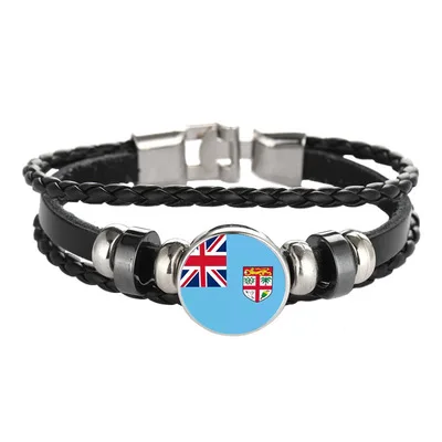 Elfin Fiji Islands Flag Bracelets Classic New Woven Leather Fiji Islands Charm Bracelets Jewellery
Elfin Fiji Islands Flag Bracelets Classic New Woven Leather Fiji Islands Charm Bracelets Jewellery