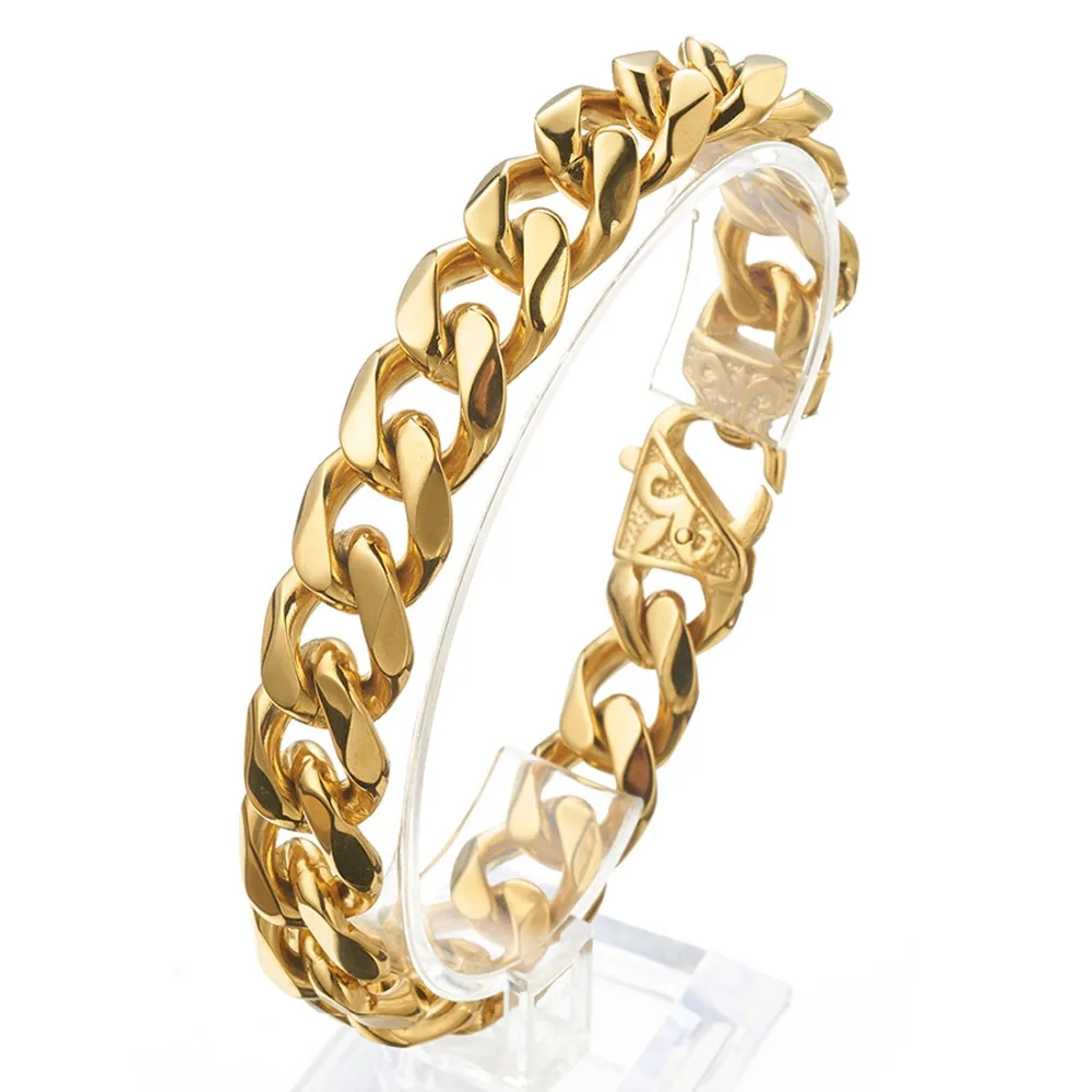 12/15mm 7-11" new Cuban curb chain bracelet gold stainless steel high quality men's / ladies trend holiday gift bracelet jewelry
12/15mm 7-11" new Cuban curb chain bracelet gold stainless steel high quality men's / ladies trend holiday gift bracelet jewelry