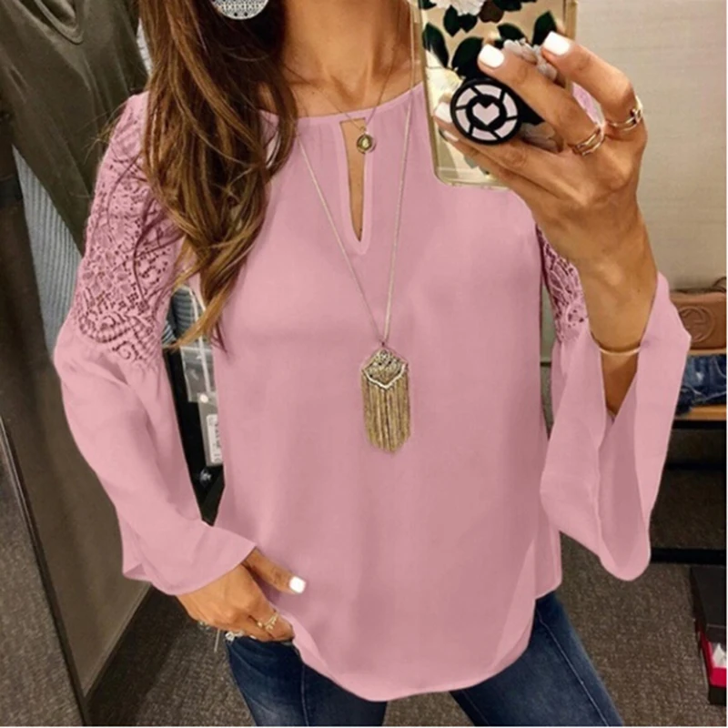 Elegant Autumn Casual Loose Shirt Tops Blusas Mujer De Moda 2019 Fashion Lace Flare Sleeve Women Blouse Female Plus Size Blouse
Elegant Autumn Casual Loose Shirt Tops Blusas Mujer De Moda 2019 Fashion Lace Flare Sleeve Women Blouse Female Plus Size Blouse