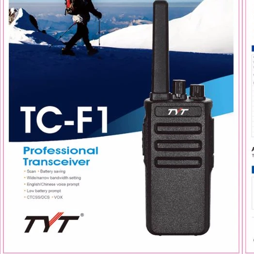 2pcs NEWEST TYT very cheap 2 way radio transceiver 5Watt walkie talkie TC-F1 FMR
2pcs NEWEST TYT very cheap 2 way radio transceiver 5Watt walkie talkie TC-F1 FMR