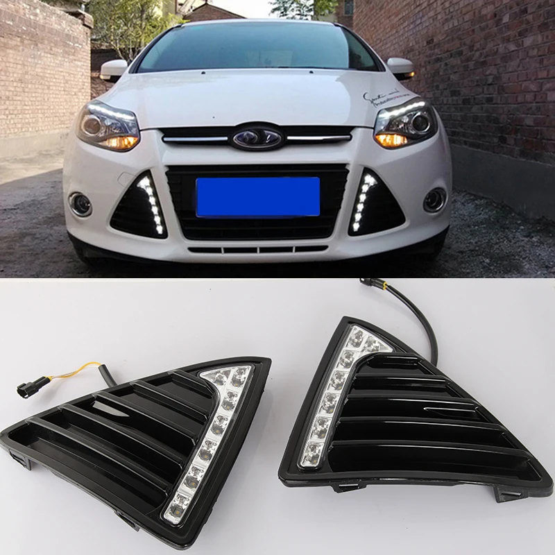 Car Flashing 1Pair DRL For Ford Focus 3 2012 2013 2014 Daytime Running Lights Fog head Lamp cover Daylight with yellow signal
Car Flashing 1Pair DRL For Ford Focus 3 2012 2013 2014 Daytime Running Lights Fog head Lamp cover Daylight with yellow signal