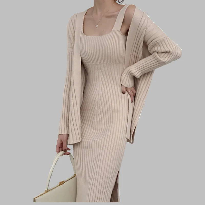 Luxury high quality Suspender Vest Dress + women Cardigan 2pcs Suits 2019 winter Office Ladies Elegant Knitting Clothing Sets
Luxury high quality Suspender Vest Dress + women Cardigan 2pcs Suits 2019 winter Office Ladies Elegant Knitting Clothing Sets