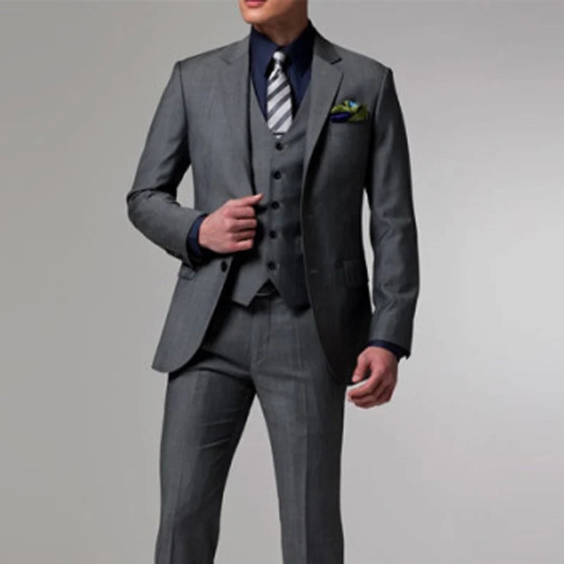 Gray Wedding Tuxedos for Groomsmen Slim Fit Men Suits 3 Piece Notched Lapel Male Fashion Costume Jacket with Pant Vest New
Gray Wedding Tuxedos for Groomsmen Slim Fit Men Suits 3 Piece Notched Lapel Male Fashion Costume Jacket with Pant Vest New