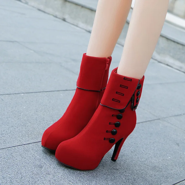 2019 Fashion Women Ankle Boots High Heels Fashion Red Shoes Woman Platform Flock Buckle Boots Ladies Shoes Female
2019 Fashion Women Ankle Boots High Heels Fashion Red Shoes Woman Platform Flock Buckle Boots Ladies Shoes Female