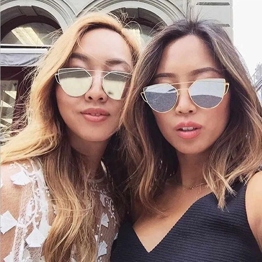 Mirror Flat Lense Cat Eye Women Sunglasses Classic Brand Designer Twin-Beams Rose Gold Frame Sun Glasses Female Oculos de Sol A3
Mirror Flat Lense Cat Eye Women Sunglasses Classic Brand Designer Twin-Beams Rose Gold Frame Sun Glasses Female Oculos de Sol A3
