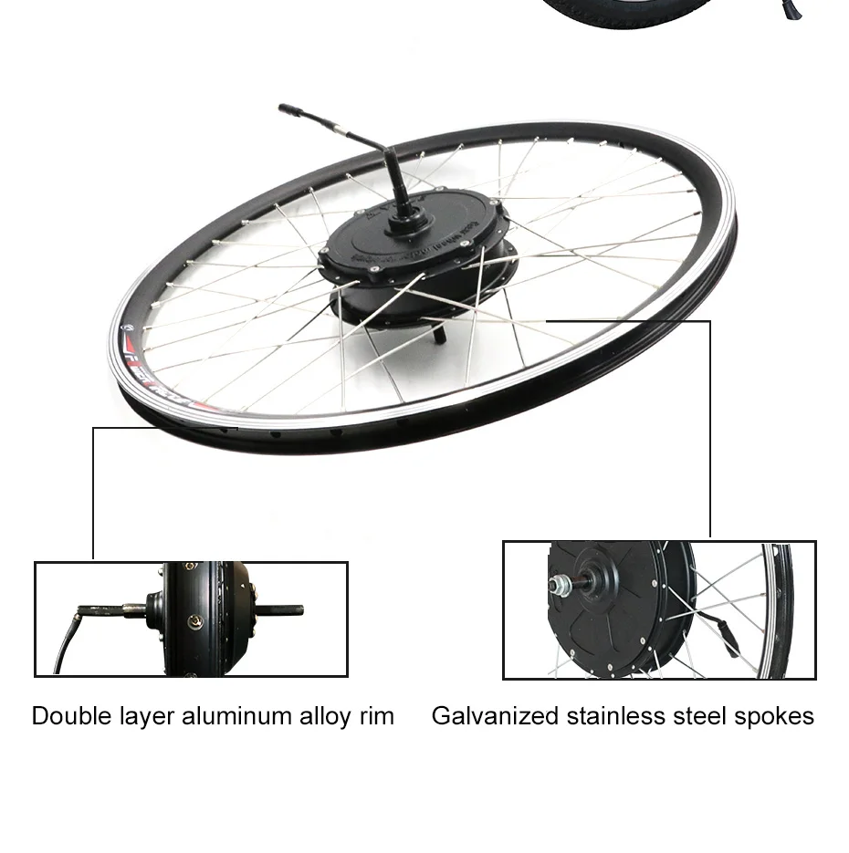 Cheap 48V 350W Electric Bike Conversion Kit Front Wheel Samsung/LG 48V Battery Brushless Gear Motor for 26" 700C" Ebike Conversion Kit 3