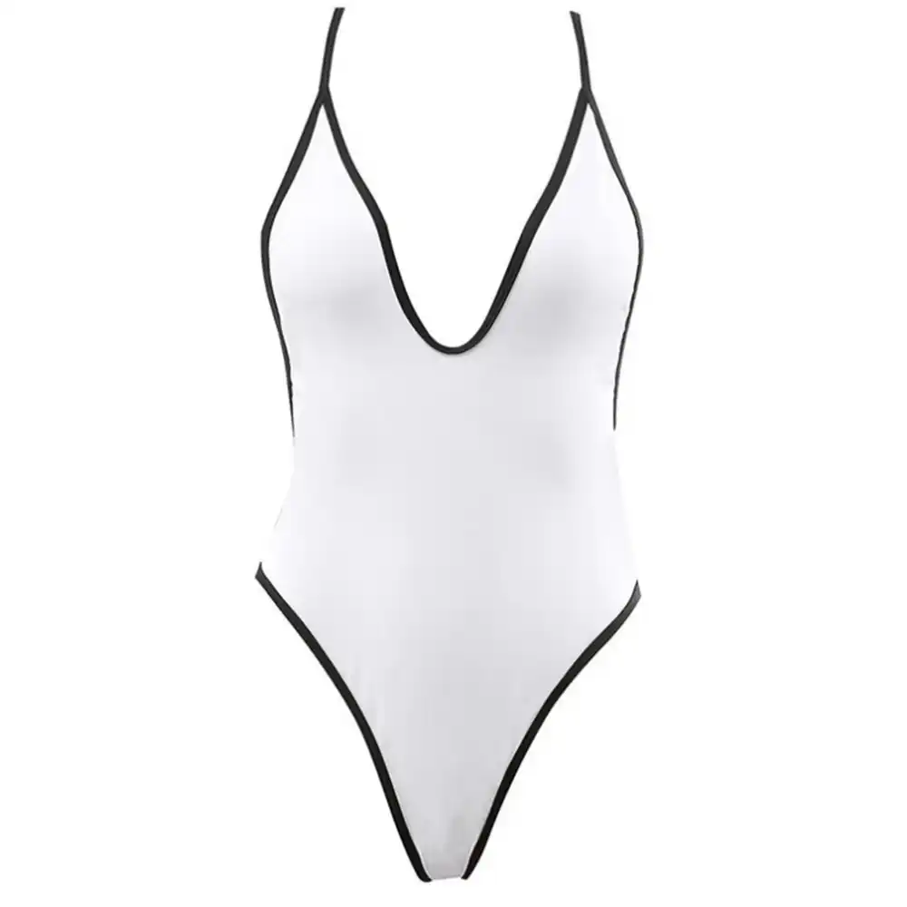 ビキニ19セクシーなネックストリングエッジローションオープンバックシャムガールビーチ女性ワンピース水着女性モノキニ ボディスーツ Gooum