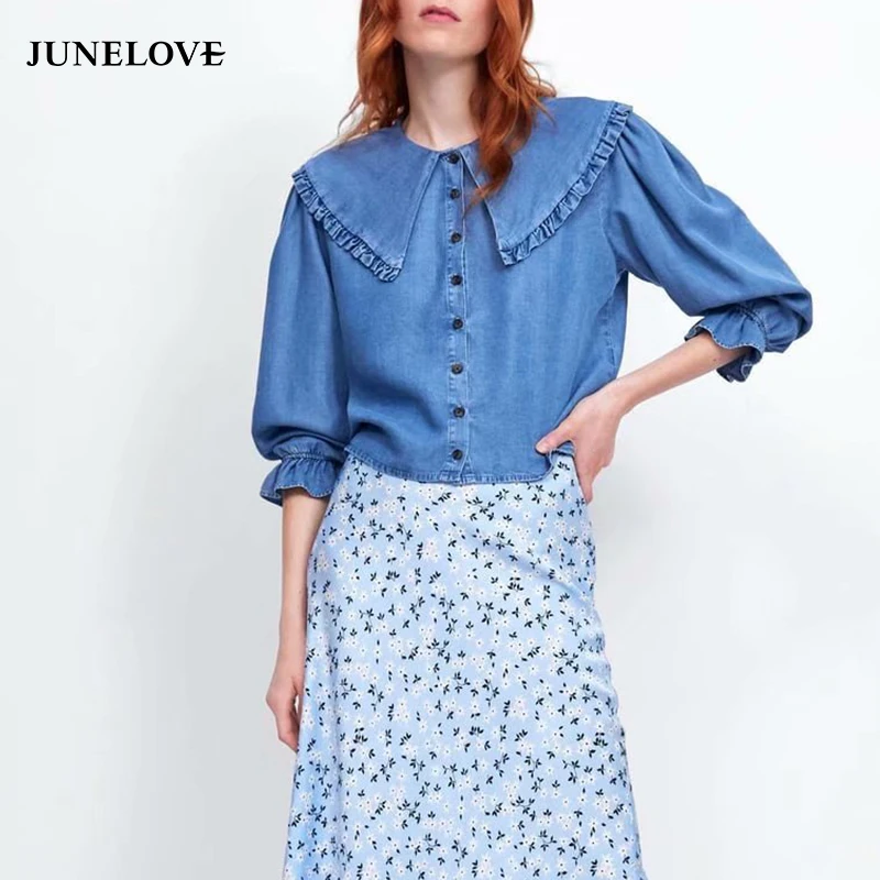JuneLove Women Long Sleeve Peter pan Collar Blouse Shirts Vintage Single Brested Female Loose Blouse Casual Street Wear Tops
JuneLove Women Long Sleeve Peter pan Collar Blouse Shirts Vintage Single Brested Female Loose Blouse Casual Street Wear Tops