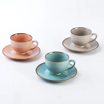 Creative two sets of embossed stripes coffee cups and saucers European-style vintage ceramic afternoon tea cup
Creative two sets of embossed stripes coffee cups and saucers European-style vintage ceramic afternoon tea cup