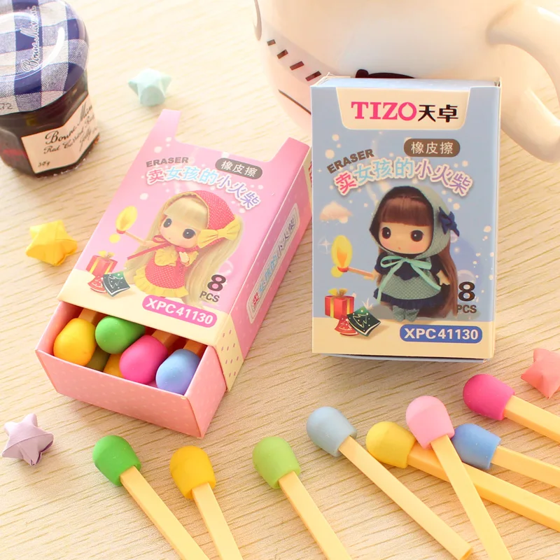 8 pcs/box Cute girl Creative color matches box rubber eraser kawaii stationery school supplies papelaria pencil eraser kids gift
8 pcs/box Cute girl Creative color matches box rubber eraser kawaii stationery school supplies papelaria pencil eraser kids gift