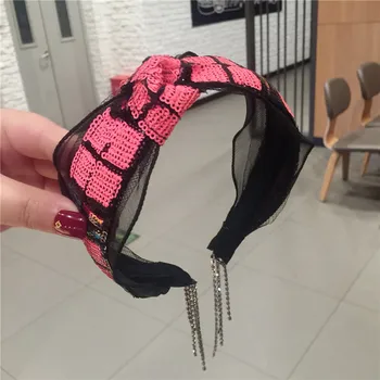 Fashion Luxurious Sequins Hair Hoop Headband Tassels Hairband for Women Girls Gauze Hair Band Hair Accessories
Fashion Luxurious Sequins Hair Hoop Headband Tassels Hairband for Women Girls Gauze Hair Band Hair Accessories