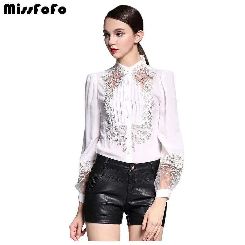 Miss FoFo Elegant Blouses Shirts 2019 Commercial Work Wear One Piece Shirt Casual Embroidery Flower Shirt Female No Underwear
Miss FoFo Elegant Blouses Shirts 2019 Commercial Work Wear One Piece Shirt Casual Embroidery Flower Shirt Female No Underwear