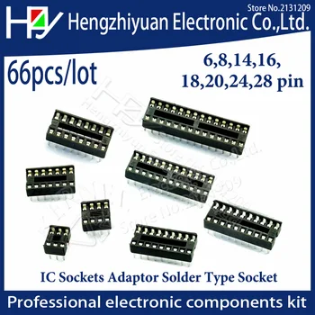 Hzy 66pcs/lot Sockets Adaptor Solder Type Socket Kit 6,8,14,16,18,20,24,28 pins, Through Hole Stamped pin Open Frame Dip Socket
Hzy 66pcs/lot Sockets Adaptor Solder Type Socket Kit 6,8,14,16,18,20,24,28 pins, Through Hole Stamped pin Open Frame Dip Socket