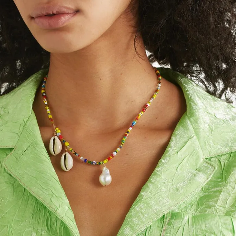 natural shell pearl choker necklaces for women bohemian colorful beads chain pendant statement necklace fashion jewelry 2019
natural shell pearl choker necklaces for women bohemian colorful beads chain pendant statement necklace fashion jewelry 2019