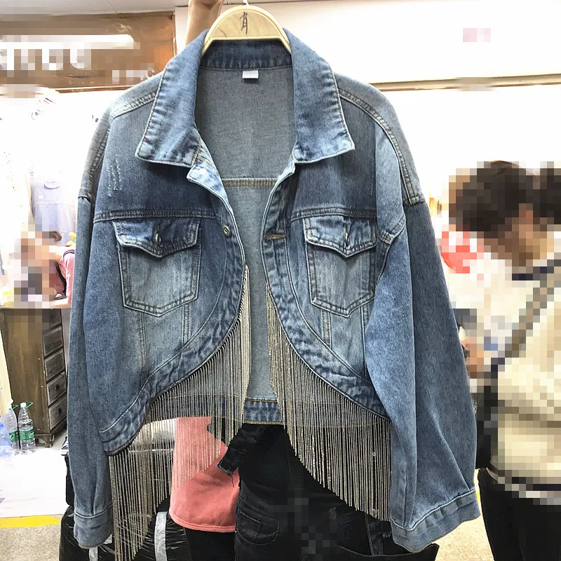 Cowboy Jacket Girl 2019 Spring New Chains Tassel Short Jean Coat Outwear Harajuku Womens Casual Loose Denim Jackets Basic Coats
Cowboy Jacket Girl 2019 Spring New Chains Tassel Short Jean Coat Outwear Harajuku Womens Casual Loose Denim Jackets Basic Coats