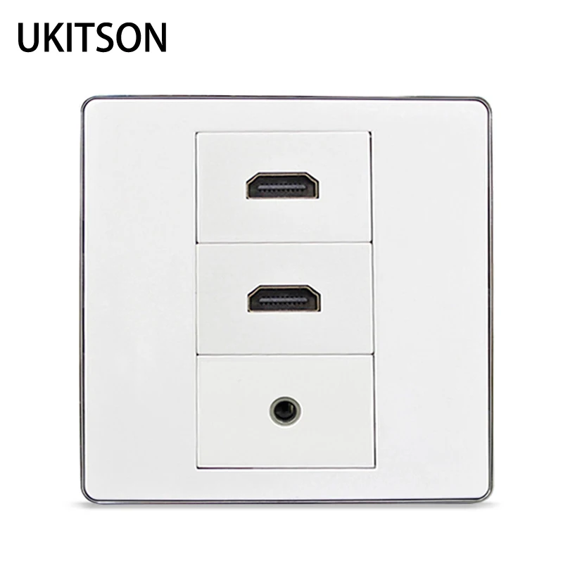 Silver Edge Wall Panel Dual HDMI Slot Face Plate With 3.5mm Audio Jack Female To Female Outlet
Silver Edge Wall Panel Dual HDMI Slot Face Plate With 3.5mm Audio Jack Female To Female Outlet