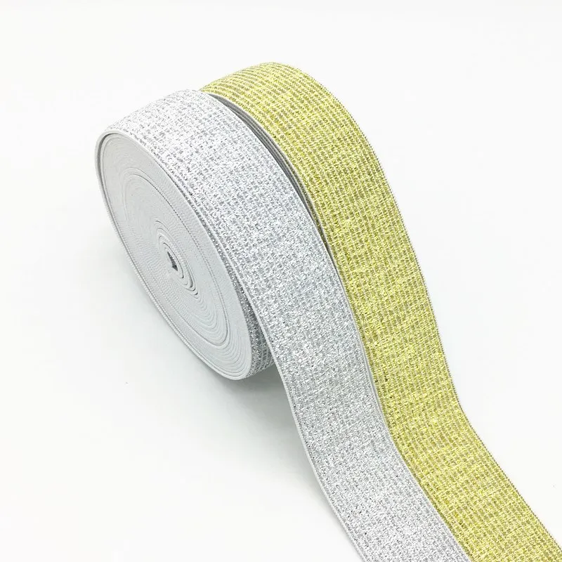 Elastic Bands 25mm Width Glitter Gold Silver Nylon Pants Waist Band for DIY Sewing Garment Trousers Material Accessories 5meters
Elastic Bands 25mm Width Glitter Gold Silver Nylon Pants Waist Band for DIY Sewing Garment Trousers Material Accessories 5meters