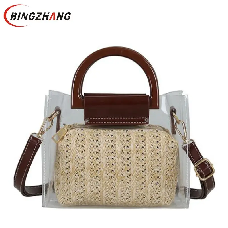 Women Famous Brands Clear Bags Summer Straw Crossbody Shoulder Bags Two Piece Women Transparent Bags Handbag Clutch Purse L8-295
Women Famous Brands Clear Bags Summer Straw Crossbody Shoulder Bags Two Piece Women Transparent Bags Handbag Clutch Purse L8-295