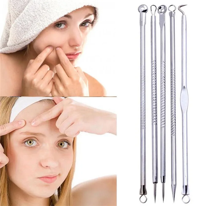 5 Pcs Pimple Blemish Comedone Acne Extractor Remover Tool Set +EarPick Spoon Ear Wax Remover Face Clean Tools Silver Color
5 Pcs Pimple Blemish Comedone Acne Extractor Remover Tool Set +EarPick Spoon Ear Wax Remover Face Clean Tools Silver Color