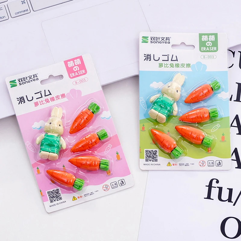 5 pcs/set rabbit carrots eraser Cartoon animal pencil rubber eraser kawaii stationery school supplies papelaria kids gifts
5 pcs/set rabbit carrots eraser Cartoon animal pencil rubber eraser kawaii stationery school supplies papelaria kids gifts
