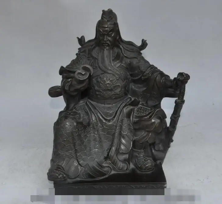 S00469 12"china Classical bronze dragon guan gong guanyu Warrior god Read sword statue B0403
S00469 12"china Classical bronze dragon guan gong guanyu Warrior god Read sword statue B0403