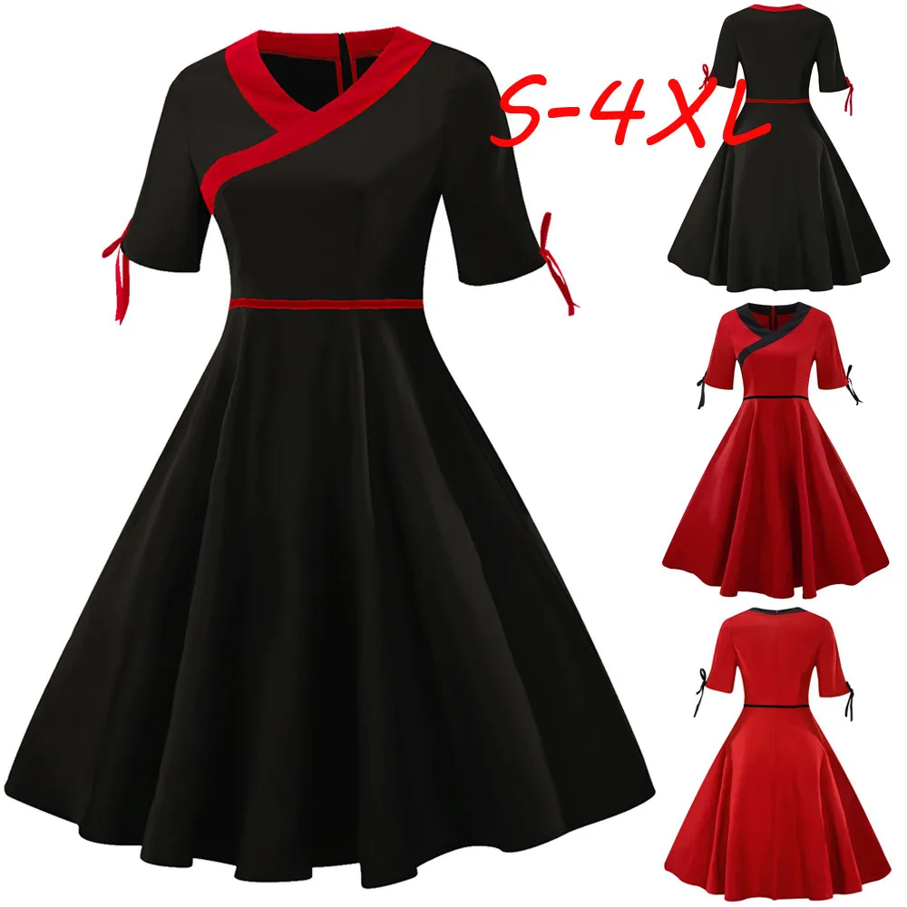 2019 Newly Casual Fashion Womens Plus Size Short Sleeve Vintage Dress V-Neck Bow Retro Flare Knee-Length Handsome manly Dress 50
2019 Newly Casual Fashion Womens Plus Size Short Sleeve Vintage Dress V-Neck Bow Retro Flare Knee-Length Handsome manly Dress 50