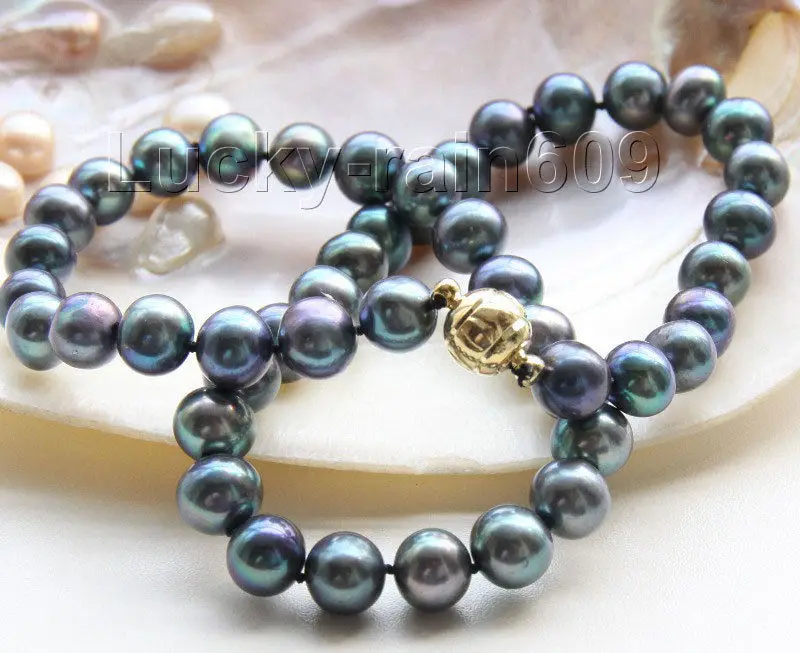 >>>>Genuine 17" 10mm natural round peacock black freshwater pearls necklace e2241
>>>>Genuine 17" 10mm natural round peacock black freshwater pearls necklace e2241