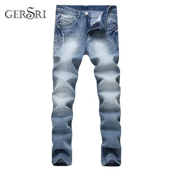 Gersri Designer Men's Ripped Jeans Pants Straight Light Blue Denim Joggers Male Distressed Destroyed Trousers Button Fly Pants
Gersri Designer Men's Ripped Jeans Pants Straight Light Blue Denim Joggers Male Distressed Destroyed Trousers Button Fly Pants