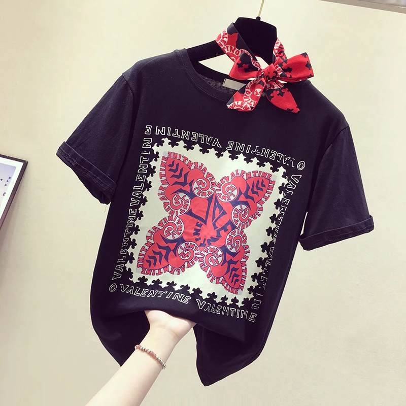 Tshirt Women Cotton Casual Knitted Short Sleeve Geometric O-neck Base Shirt New Style Loose
Tshirt Women Cotton Casual Knitted Short Sleeve Geometric O-neck Base Shirt New Style Loose