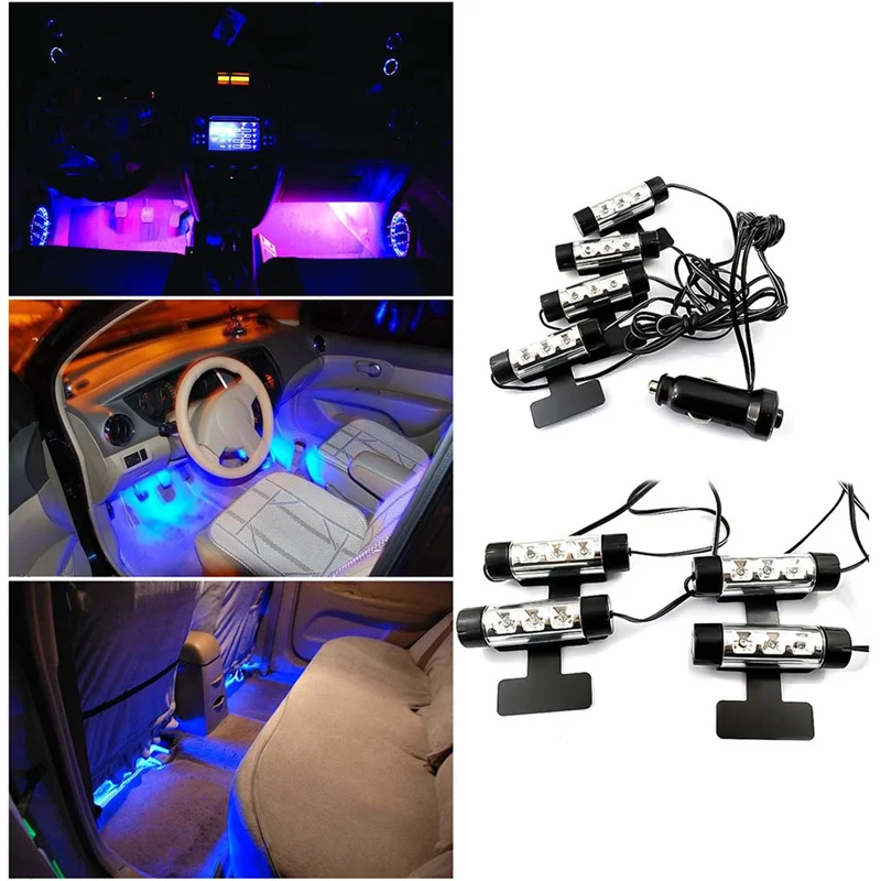 4Pcs/Set 12V Blue LED Auto Car Light Dash Floor Decorative Atmosphere Lamp Car Decorative Lamp Powered by Cigarette Lighter
4Pcs/Set 12V Blue LED Auto Car Light Dash Floor Decorative Atmosphere Lamp Car Decorative Lamp Powered by Cigarette Lighter