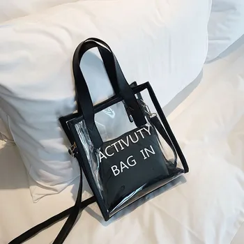 Fashion Women Jelly Clear Letter Bags Tote Transparent Messenger Handbag+Inner Bag
Fashion Women Jelly Clear Letter Bags Tote Transparent Messenger Handbag+Inner Bag