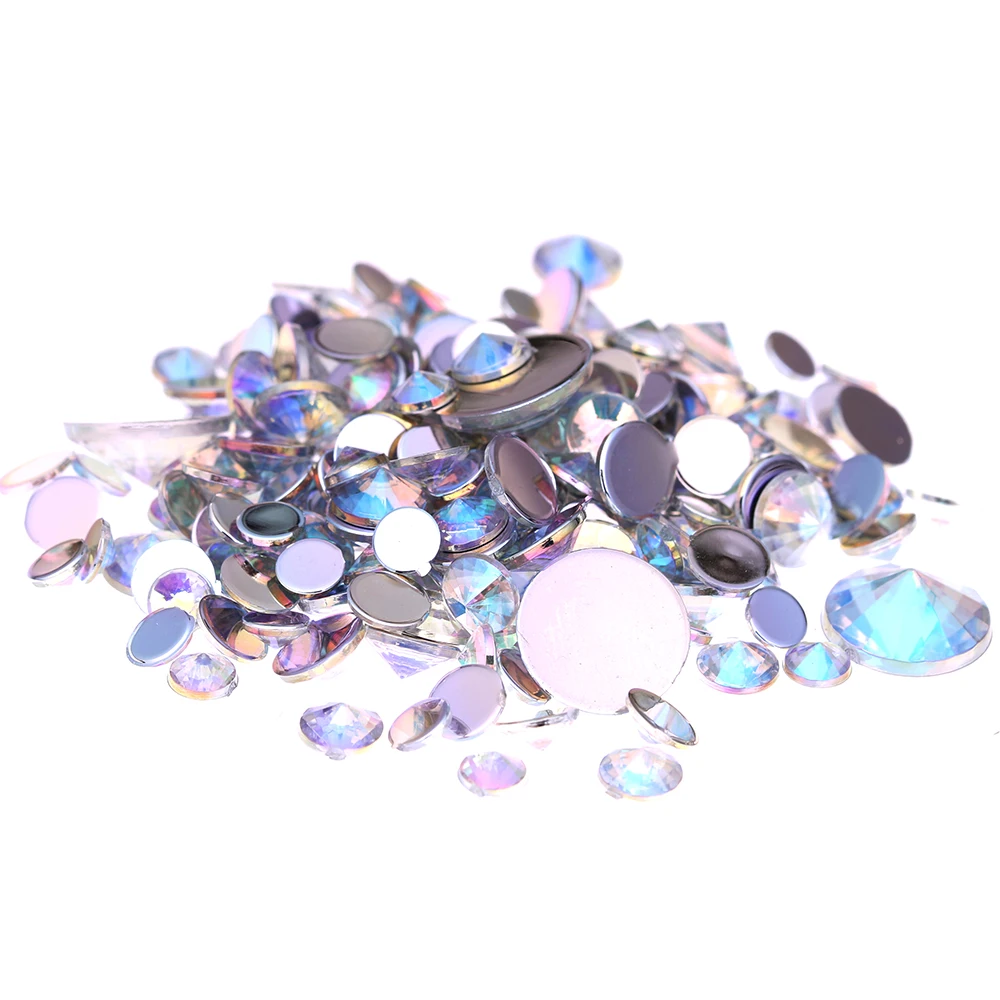 

4mm 5mm 6mm 10mm And Mixed Sizes Crystal Clear AB Acrylic Rhinestones For Nails Design 3D Nail Art Glitter Decorations Stones