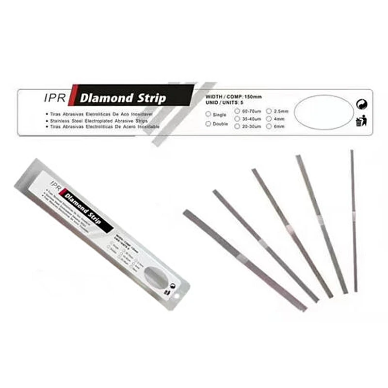 5 pcs/pack Dental IPR Diamond Strips Stainless Steel for Interproximal Enamel Reduction Double-Sided Width 6cm
5 pcs/pack Dental IPR Diamond Strips Stainless Steel for Interproximal Enamel Reduction Double-Sided Width 6cm
