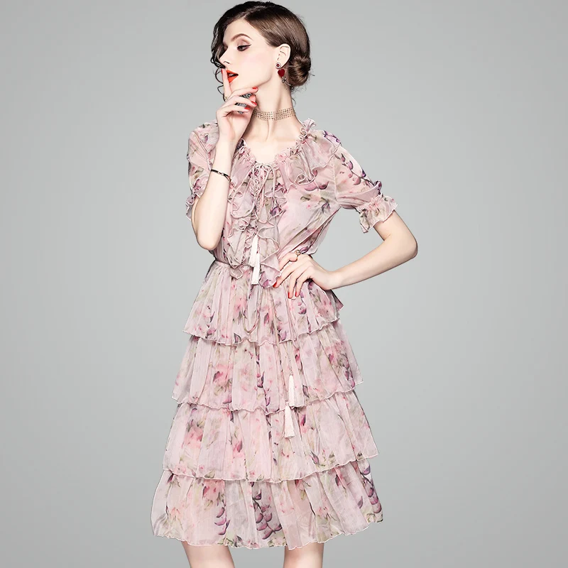 V Neck dress 2019 new summer Printing Floral Short sleeve dresses ladies fashion Runway Women Sweet Cascading Ruffle Party Dress
V Neck dress 2019 new summer Printing Floral Short sleeve dresses ladies fashion Runway Women Sweet Cascading Ruffle Party Dress