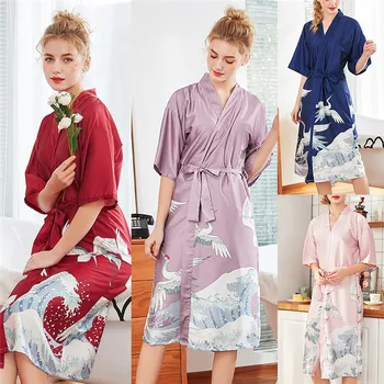 New Women Simulation Silk Pajamas Sexy Print Lingerie Bathrobe Bride Robe bridesmaid robes peignoir femme E1
New Women Simulation Silk Pajamas Sexy Print Lingerie Bathrobe Bride Robe bridesmaid robes peignoir femme E1