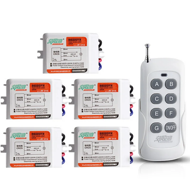 JD211A1N5 5 Channel Disconnected Switch RF Wireless Remote Control Switch 5CH Digital Numbered Receivers Light Switch 220V
JD211A1N5 5 Channel Disconnected Switch RF Wireless Remote Control Switch 5CH Digital Numbered Receivers Light Switch 220V