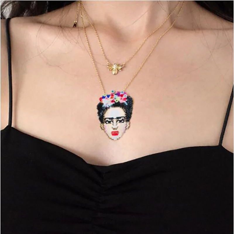 Fashion Famous Lady Frida and Cleopatra MIYUKI Seed Beads Long Gold Chain Long Handmade Necklace For Women Lucky Jewelry Gift
Fashion Famous Lady Frida and Cleopatra MIYUKI Seed Beads Long Gold Chain Long Handmade Necklace For Women Lucky Jewelry Gift