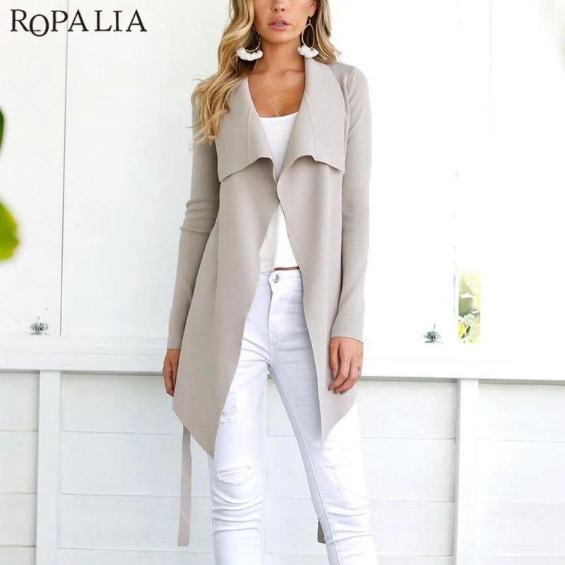 ROPALIA 2018 Autumn Coats Women Wide Lapel Belt Blend Coat Oversize Asymmetric Trench Open Stitch Outwear Cardigan Coat Women
ROPALIA 2018 Autumn Coats Women Wide Lapel Belt Blend Coat Oversize Asymmetric Trench Open Stitch Outwear Cardigan Coat Women