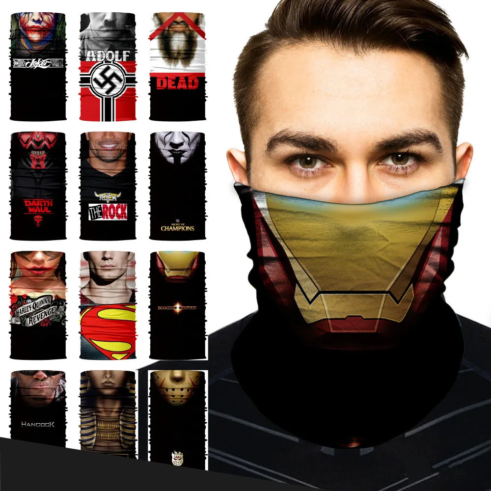 3D Cosplay Face Mask Braga Cuello Sports Motorcycle Marvel Comics Windproof Seamless Bandana Joker Road Biker Scarfs 100pcs/lot
3D Cosplay Face Mask Braga Cuello Sports Motorcycle Marvel Comics Windproof Seamless Bandana Joker Road Biker Scarfs 100pcs/lot