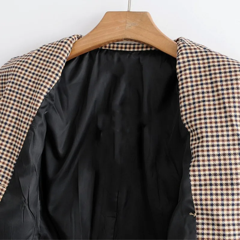 Women Elegant Plaid Blazer Suit Long Sleeve Double Breasted Slim Checked Coat Formal Office Work Jacket Houndstooth Outerwear 15 Women Elegant Plaid Blazer Suit Long Sleeve Double Breasted Slim Checked Coat Formal Office Work Jacket Houndstooth Outerwear 13
