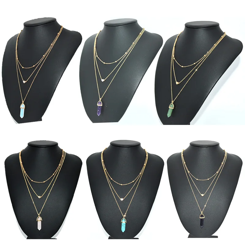 Fashion Natural Stone Multi-layer Heart Statement Alloy Collar Women Hexagon Crystal Pendant Necklace Fashion Jewelry
Fashion Natural Stone Multi-layer Heart Statement Alloy Collar Women Hexagon Crystal Pendant Necklace Fashion Jewelry