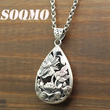 SOQMO Authentic 925 Sterling Silver Jewelry Vintage Lotus Flower Pendants Women Accessories Gift Silver Pendant SQM201
SOQMO Authentic 925 Sterling Silver Jewelry Vintage Lotus Flower Pendants Women Accessories Gift Silver Pendant SQM201