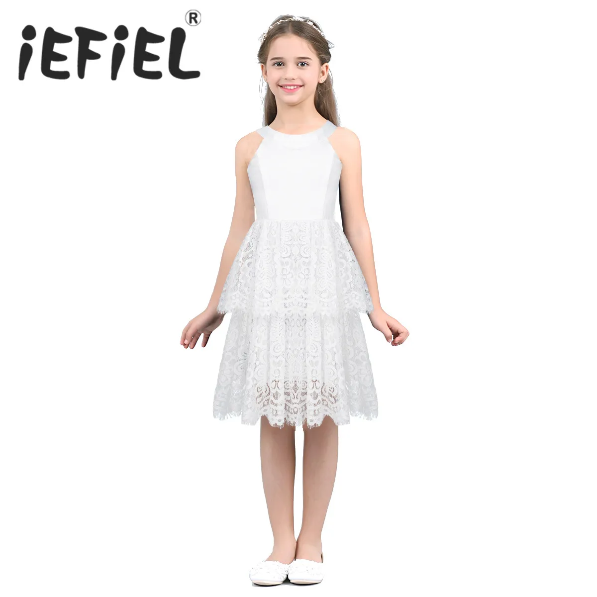 Children Kids Girls Sleeveless Tiered Lace Flower Girls Dress Princess Pageant Wedding Bridesmaid Birthday Party Chiffon Dress
Children Kids Girls Sleeveless Tiered Lace Flower Girls Dress Princess Pageant Wedding Bridesmaid Birthday Party Chiffon Dress