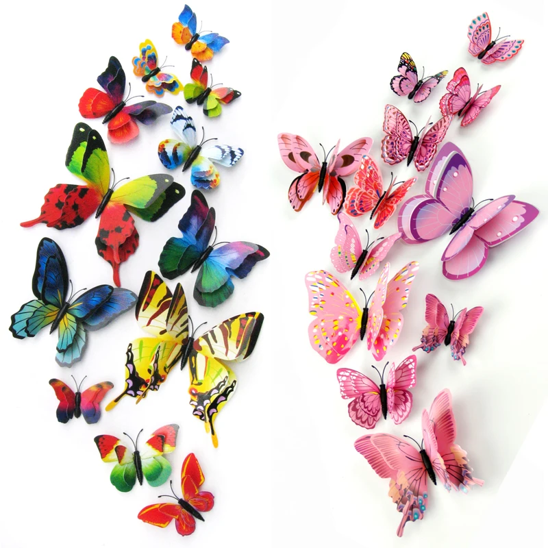 12pcs/set Double Layer Wing 3D Artificial Butterfly Magnet Fridge Decor Wall Stickers with Glue Home Party New Year Decoration
12pcs/set Double Layer Wing 3D Artificial Butterfly Magnet Fridge Decor Wall Stickers with Glue Home Party New Year Decoration