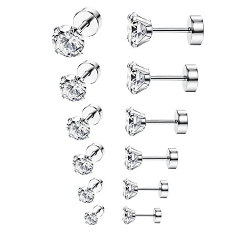 

20pcs Free Shippment Body Piercing jewelry- Shine AAA CZ Fake Ear Plug Women/Men Earring Ear Studs Helix Cartilage Bar HOT